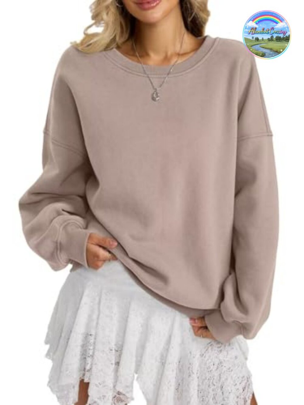 Oversized Fleece Crewneck Sweatshirt Long Sleeve Pullover
